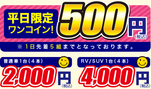 平日限定ワンコイン500円!