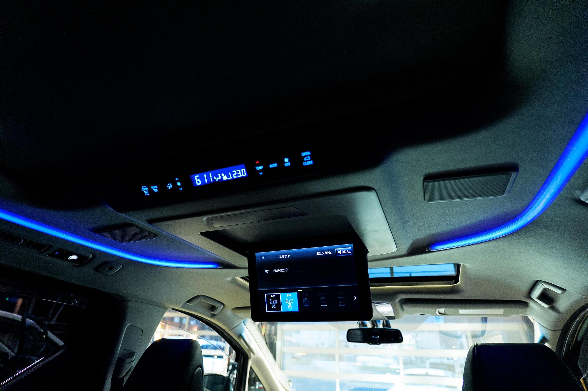 １２．１型リヤシートエンターテインメントシステム（ＶＴＲ入力端子、ＨＤＭＩ入力端子付）ＬＥＤルーフカラーイルミネーション（色替え＋調光機能付）